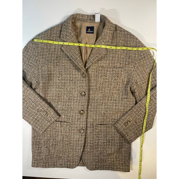 VTG Lizsport Brown Tweed Wool Blend Blazer Jacket Womens Sz S Classic office - Picture 4 of 10